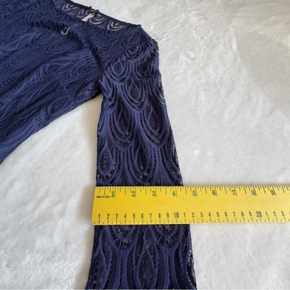 Lilly Pulitzer Hera Lace Dress True Navy Two Tone Feather Lace Size 0 - Picture 16 of 16